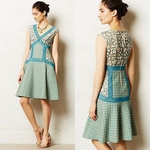 ANTHROPOLOGIE Antisana Dress by Tracy Reese Turquoise Fit & Flare RARE Unique